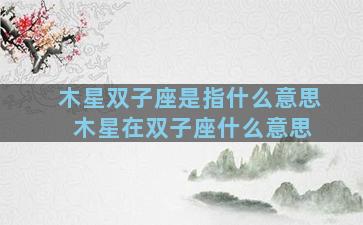 木星双子座是指什么意思 木星在双子座什么意思